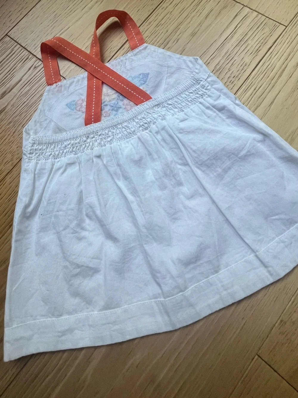 🎉5/$20🎉 GYMBOREE White Tank with Orange Straps and Floral Embroidery
